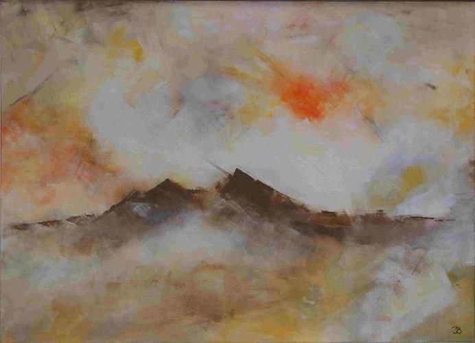I.Bickel 50x70 Zimmer mit Bergblick
